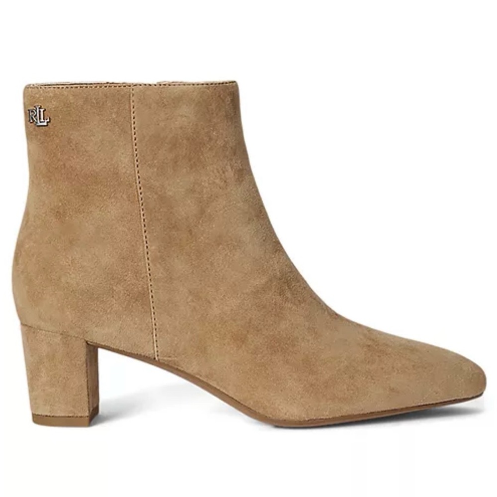 New Ralph Lauren Demi Suede Tan Booties Sz 9 B